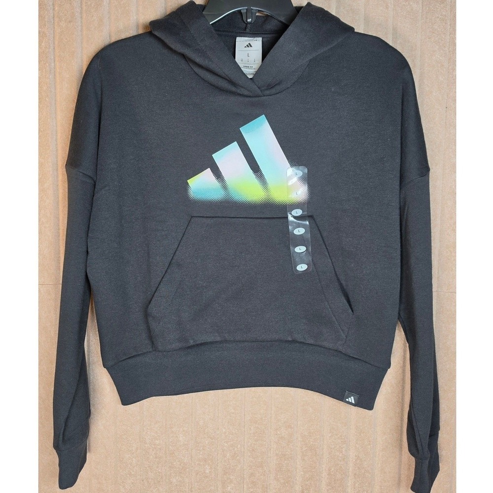 adidas Big Kid Girls Long Sleeve Fleece Active Hoodie, L (14)